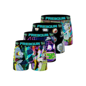 Caleçon Homme Multi-Sport, Boxer Homme, Rick and Morty, Maintien Anti-Glisse et Doux (Lot de 4)