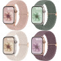 Mastten 4 Pack Bracelets Compatible avec Bracelet Apple Watch 40mm 41mm 38mm 42mm pour Femmes Hommes, Bracelet Sport en Nylon Tr