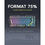 GravaStar Mercury K1 Lite Clavier Mécanique de Jeu avec BT5.0/2.4G /Type-C, 75% Gasket Clavier Gamer RGB Rétroéclairé, Commutate