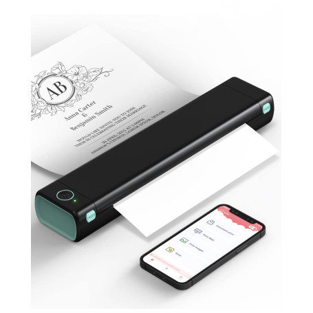Phomemo M08F Imprimante Portable, Imprimante Compacte Thermique sans Encre, Compatible avec Les Bluetooth avec Smartphone, USB a