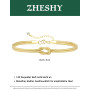 ZHESHY Bracelet Femme Argent Or Plaqué Or 14k Réglable Empilable Chaîne Bracelets Coeur Perle Love Scintillante Lot Bracelets Pe