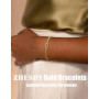 ZHESHY Bracelet Femme Argent Or Plaqué Or 14k Réglable Empilable Chaîne Bracelets Coeur Perle Love Scintillante Lot Bracelets Pe