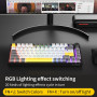AJAZZ AK820 Wired Mechanical Keyboard, 75% Gaming Keyboard with Volume Control Knob, PBT Keycaps, 82 Keys, Five-Layer Sound Insu