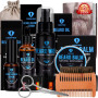 Kit Soin Barbe Homme Avec Huile à Barbe, Sérum de Croissance, Lavage, Baume, Brosse, Peigne, Ciseaux à Barbe