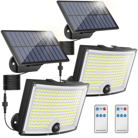 KagoLing Lampes solaires d'extérieur 202 LED avec détecteur de mouvement, étanchéité IP65, angle d'éclairage 120 °, Lot de 2 app