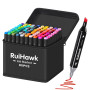 RuiHawk 80 Couleurs Feutre a Alcool, Feutres Coloriage Adulte, Marqueurs à Croquis Double Pointe 2S Séchage Rapide avec Pochette
