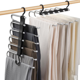 Sternstunde 6 en 1 Cintre Pantalon Gain De Place, Porte Pantalon Coulissant, Ceintres, Cintre Multifonctionnel Crochet Hook, Ran