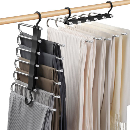 Sternstunde 6 en 1 Cintre Pantalon Gain De Place, Porte Pantalon Coulissant, Ceintres, Cintre Multifonctionnel Crochet Hook, Ran