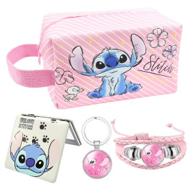 Trousse de Toilette Stitch Fille, Stitch Accessoire, 4pcs Trousse Stitch Cadeau, Stitch Trousse à Crayons de Toilette Femme Cart