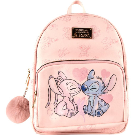 Cerdà Disney Lilo et Stitch Sac à dos - Simili cuir - Motif Stitch et Angel - Rose