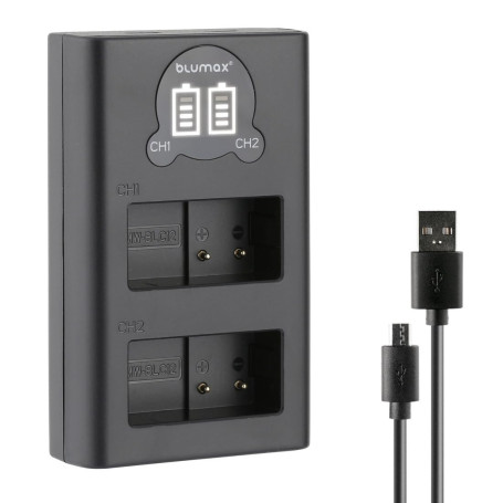 Blumax DMW-BLC12e Mini Dual LCD Chargeur Compatible avec Panasonic Lumix DC FZ1000 G91 DMC GX8 G70 G81 G7 G6 G5 FZ2000 FZ1000 FZ