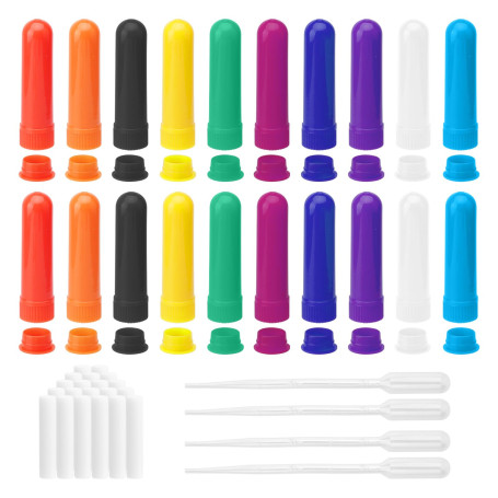 20 pièces inhalateur huiles essentielles, inhalateur nasal, inhalateur huile essentielle, stick inhalateur pour huiles essentiel