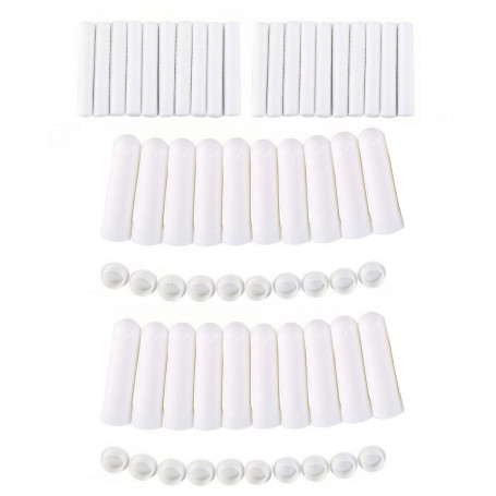 KGDUYC 20 Pièces Stick Inhalateur pour Huiles Essentielles Nez,Tubes Inhalateurs Réutilisable Plastiques Vides Aromathérapie ave