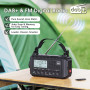 Radio Numérique Dab+/Dab/FM, Radio Solaire Portable avec Manivelle, 5000mAh Batterie Rechargeable, Écran LCD, Port USB, Prise Ca