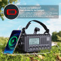 Radio Numérique Dab+/Dab/FM, Radio Solaire Portable avec Manivelle, 5000mAh Batterie Rechargeable, Écran LCD, Port USB, Prise Ca