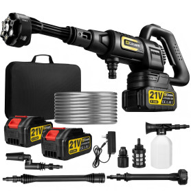 Nettoyeur Haute Pression sans Fil, Pressure Washer 3 Modes Max 65 Bars, Nettoyeur Haute Pression Mobile avec 2 Batteries 4,0 Ah,