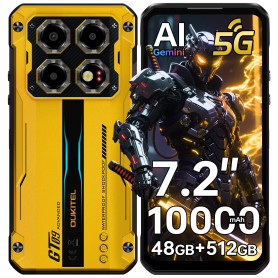 OUKITEL WP60 5G Telephone Portable Incassable - 7.2"HD+/120Hz, 48GO(16+32)+512GO/2TO Smartphone Incassable, 10000mAh/33W, 108MP 
