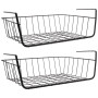 LDXDRU Lot de 2 paniers suspendus en métal extensible pour cuisine, armoire, salle de bain, garde-manger, bureau, noir