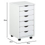 Inter Link – Caisson de bureau à roulettes – Avec tiroirs – Meuble de rangement mobile - Pin massif - 6 tiroirs – Blanc vernis