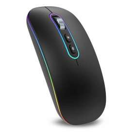 cimetech Souris sans Fil Rechargeable, Souris Bluetooth 5.1 USB 2.4GHz, 1000-1200-1600 DPI Réglable, Compatible avec MacBook/Tab
