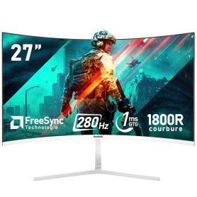 Gawfolk Écran PC 27 Pouces incurvé 280Hz Gaming Computer Moniteur, 1800R,1ms，FHD 1080p, 178 ° Grand Angle,Ultra - Mince Lunette,