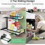 Kitstorack Métal Lot de 2 Rangement sous evier, 2 Niveaux tiroir Coulissant Cuisine,Rangement et Organisation de Cuisine,Rangeme