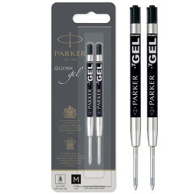 Parker recharges pour stylo gel | pointe moyenne (0,7 mm) | encre noire QUINK | lot de 2