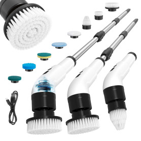 Brosse Electrique Nettoyage, Brosse de Nettoyage Electrique 9 en 1 avec 8 Têtes de Rechange pour Salles de Bains, Cuisines, Cuis
