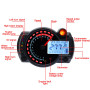 Geloo Compteur de vitesse universel pour moto 7 couleurs, 14000 tr/min écran LCD numérique RX2N Odomètre Compteur de vitesse Ins