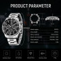 SAPPHERO Montre Homme en Acier Inoxydable Chronographe 50M Etanche Montres Analogique Quartz Date Classique Luxe Mode Montres Ca