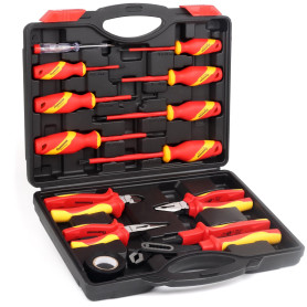 FOURROBBER Jeu de VDE tournevis et de pinces isolés,Kit de tournevis électrique isolé de 1000V avec testeur de tension, Électric