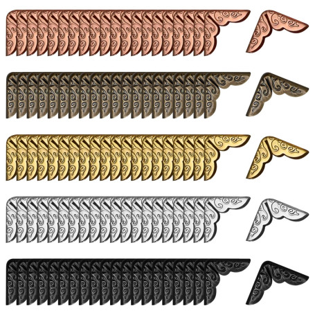 DHSBGWSX 100 Pièces Protecteurs de Coins de Livres, Protection d'angles en Métal, Coin pour Scrapbooking, Décoration d'angle Tri