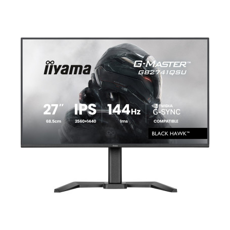 iiyama Ecran G-Master Black Hawk, GB2741QSU-B1 IPS, Adaptive Sync, QHD@144Hz, 1ms, 350cd, HP, HDMI/DP/USB HUB, réglable en Haute