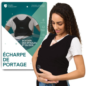 Koala Babycare Une écharpe de portage facile à enfiler, réglable, unisex - Porte-bébé multifonctionnel pour jusqu’à 9 kg - Noir 
