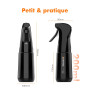 GRIFEMA Pulvérisateur d’Eau 200 ml Noir – Brume Fine, Spray Réutilisable sans BPA pour Cheveux, Plantes, Visage et Nettoyage, GE