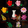 Bouquet de Fleurs à Construction, 11 Fleurs Déco Artificielles en Briques avec 5 Roses, 765 Pièces, Cadeau Femme Fête des Mères 