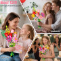 Bouquet de Fleurs à Construction, 11 Fleurs Déco Artificielles en Briques avec 5 Roses, 765 Pièces, Cadeau Femme Fête des Mères 