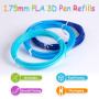 YhuiCxir 40 Couleurs Filament pour Stylo 3D Recharges PLA 1,75 mm Chaque Couleur Total 120 Mètres avec 2 Capuchons de Doigts Com