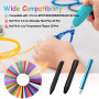 YhuiCxir 40 Couleurs Filament pour Stylo 3D Recharges PLA 1,75 mm Chaque Couleur Total 120 Mètres avec 2 Capuchons de Doigts Com