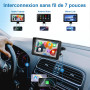CarPlay Voiture, Portable CarPlay & Android Auto sans Fil, 7 Pouces Ecran Tactile avec Caméra de Recul,Autoradio Portable avec A