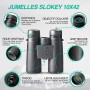 Slokey Jumelles 10x42 - Jumelles Professionnelles et Puissantes à Longue Portée - Prismes BAK4 et FMC Légers et Étanches - Idéal