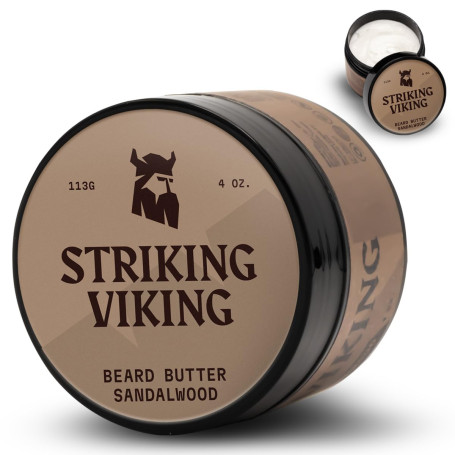 Beurre à barbe Striking Viking - Beurre à barbe non gras pour hommes avec ingrédients naturels 4oz - Gardez votre barbe hydratée