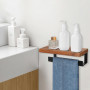 Winmien Hand Towel Holder/Towel Ring with Wooden Shelf, Premium Metal Hand Towel Rack, Hand Towel Hanger for Bathroom, Bath Acce