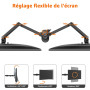 Amazon Basics Support à bras réglable pour deux écrans, peut accueillir des écrans allant jusqu’à 32" (81.3 cm), Noir