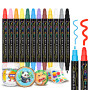 Betem 12 Couleurs Feutre Acrylique à Double Pointe, Stylo Marqueur Peinture Acrylique pour Bois, Toile, Pierre, Tissu, Peinture 