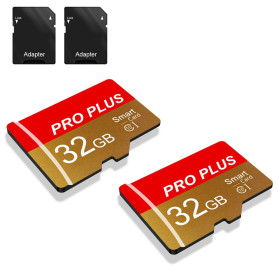 Lot de 2 Carte Mémoire 32 Go avec Adaptateur, Carte Mémoire TF Haute Vitesse, UHS-I, A1, C10, Carte TF pour Tablette/Téléphone/A