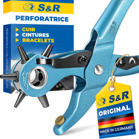 S&R Pince Perforatrice Appareil Trous Cintures Cuir Bracelets. Emporte Piece Cuir MADE IN GERMANY à 6 Poinçons : 2/2.5/3 / 3.5/4