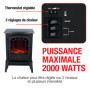 Cheminée murale électrique décorative Classic Fire Torino Noir 2000 W