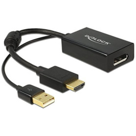 DeLOCK 0.245m HDMI+USB2.0-A/DisplayPort 0,254 m HDMI + USB Noir