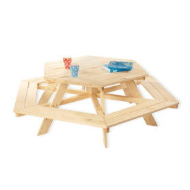 Ensemble Table et Chaises Pinolino Nicki 6 places Bois massif L 162 x P 162 x H 50